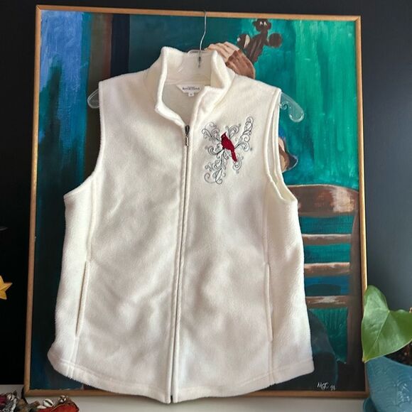 NORTHERN REFLECTIONS Women's Embroidered Cardinal Fleece Full Zip Vest M - Picture 1 of 16